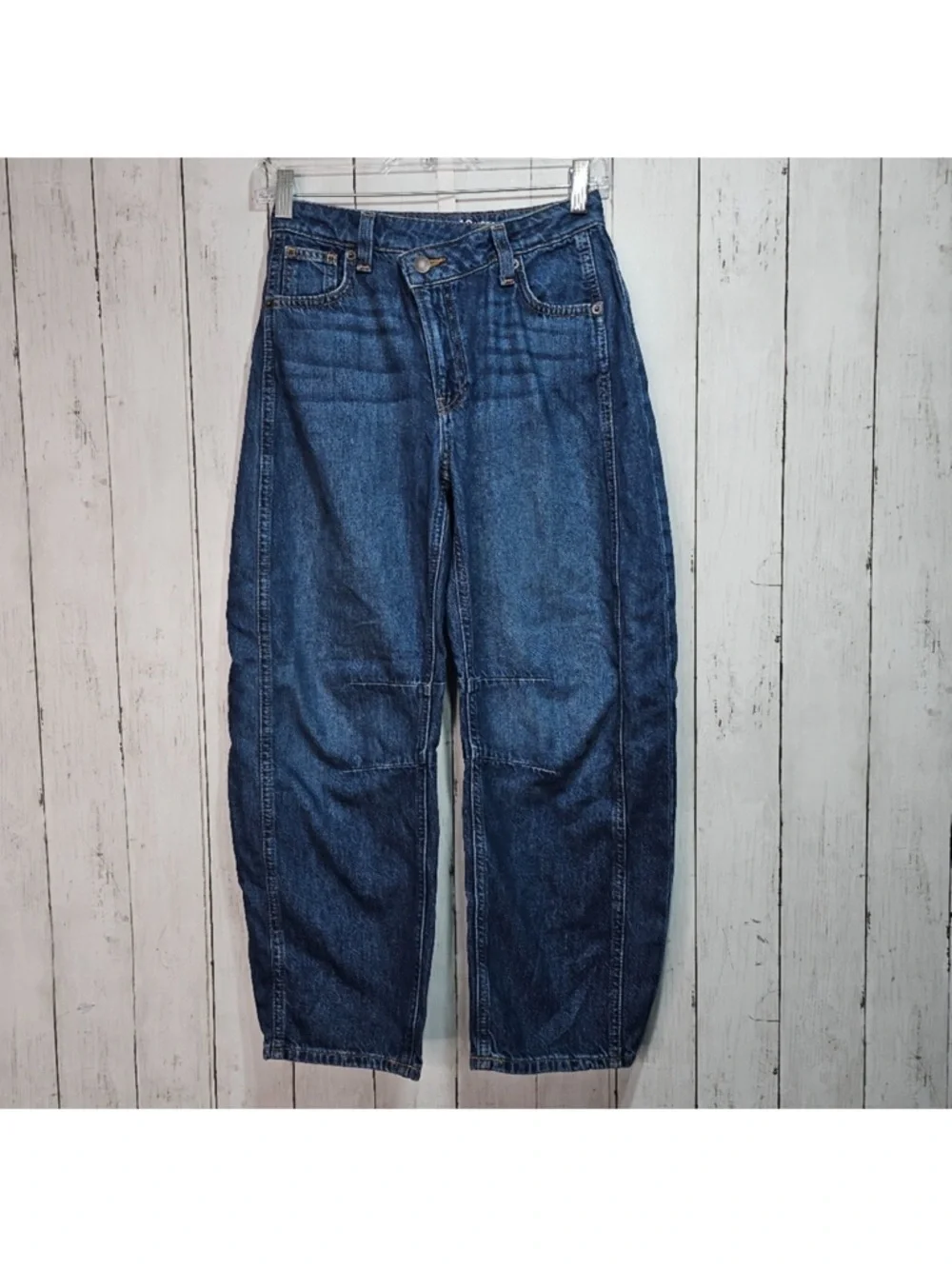 Gap Kids Girls Horseshoe Barrel Leg Blue 100% Cotton Denim Jeans Pockets Size 12